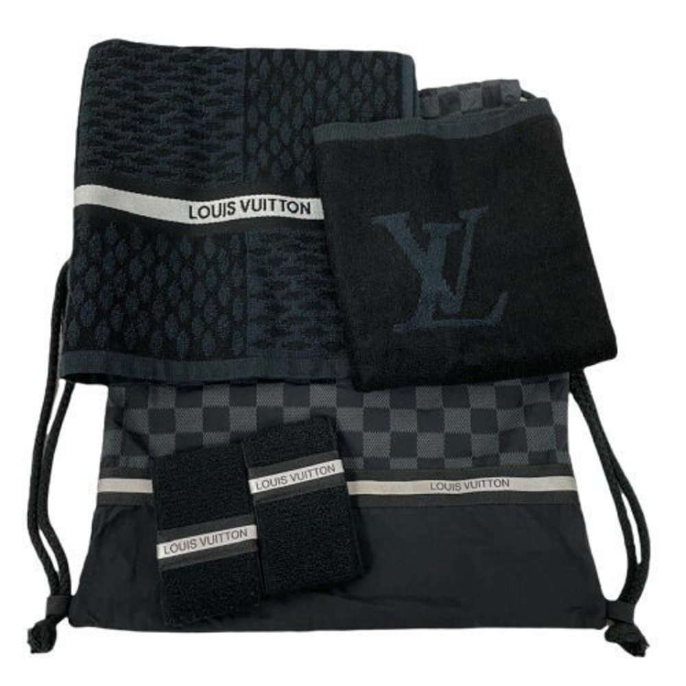 Louis Vuitton Gym Set Knapsack Bag Towel Wristband Black LV